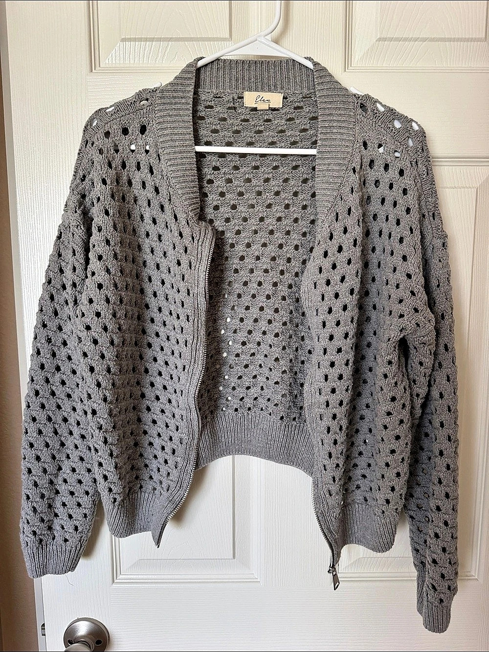 Elan Crochet Zip Front Cardigan